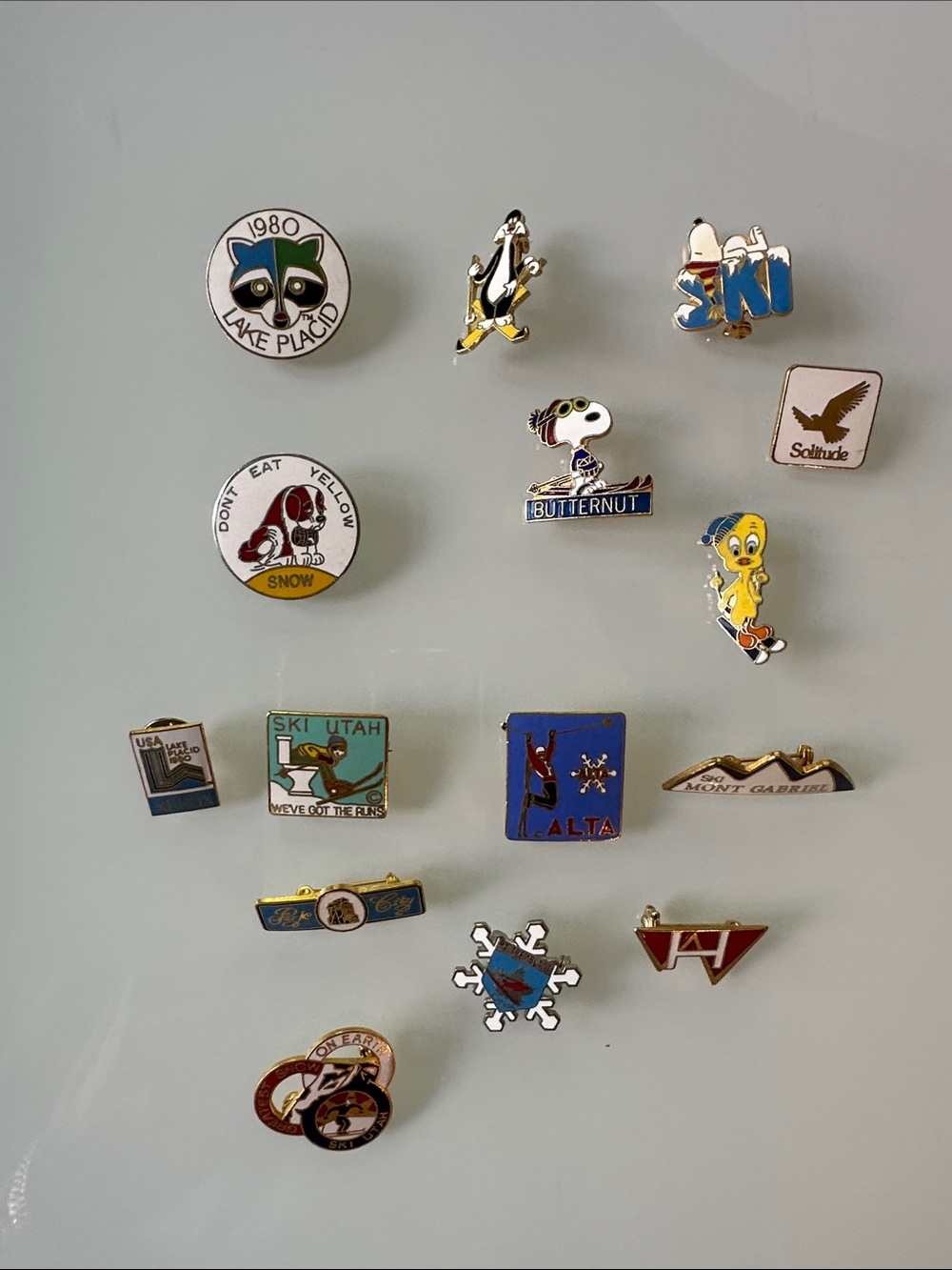 Lot of 15 Vintage Ski Pins from 70s & 80s